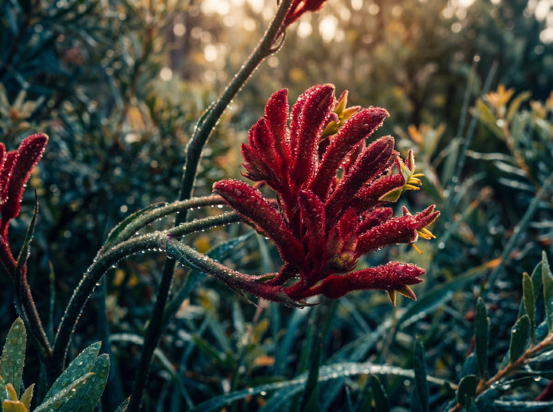 Kangaroo paw flower with morning dew